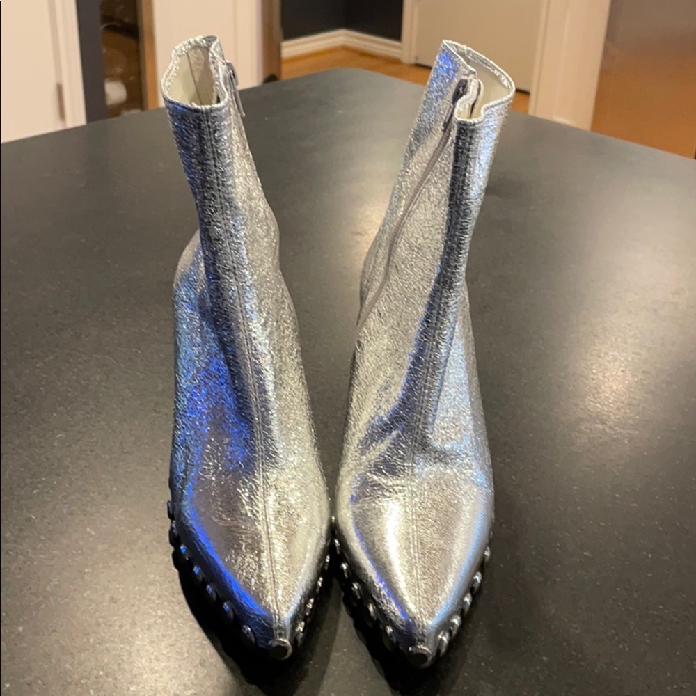 Jeffrey Campbell Free People silver zip booties